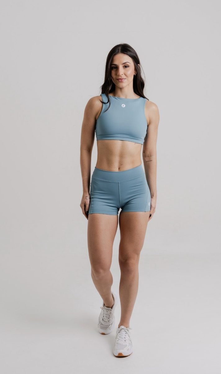 Top e short fitness azul